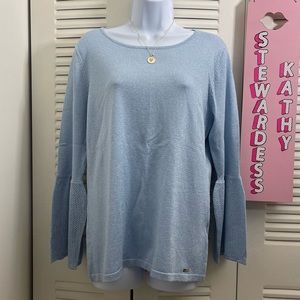 CALVIN KLEIN BABY BLUE SWEATER Long Bell Sleeves Women’s M